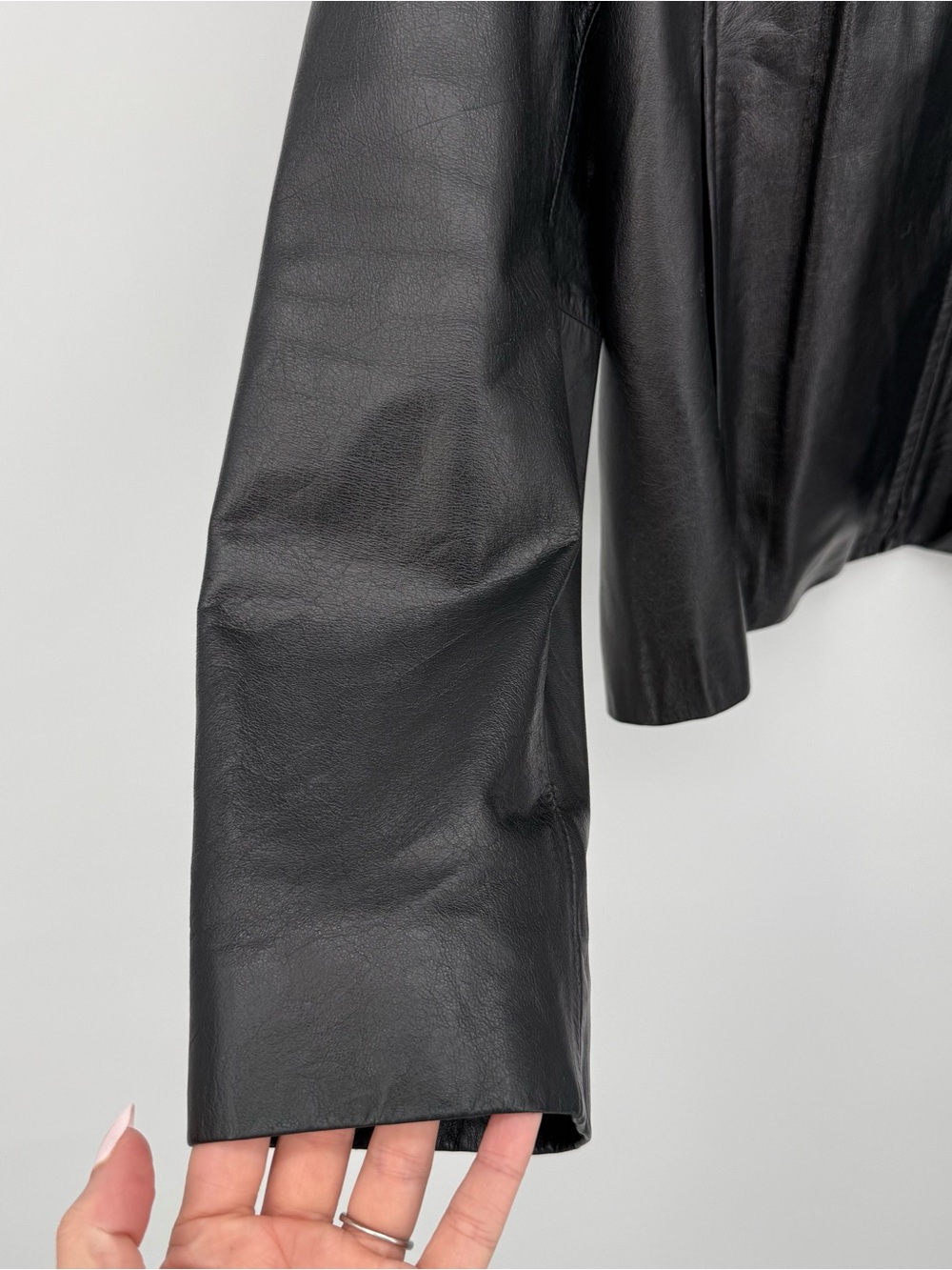 Apostrophe *Fair* Black Genuine Leather Jacket Classic Size 16 Y2k Style - Picture 2 of 15